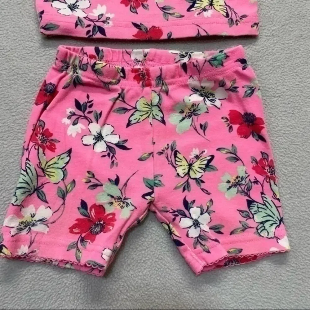 Carter’s 2 Piece Pajama Set Short Sleeve Top and Shorts Size 6 Months tropical